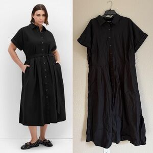 City Chic Plus Size Black Button-Down Midi Dress